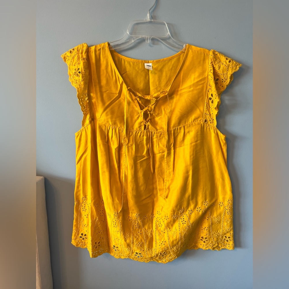 Old Navy Yellow Lace Trim Women's Top
